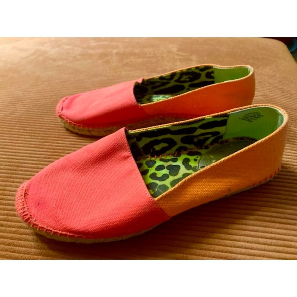 Bright Orange & Pink Colorblock Espadrille Flats By Rachel Roy - Size 7.5